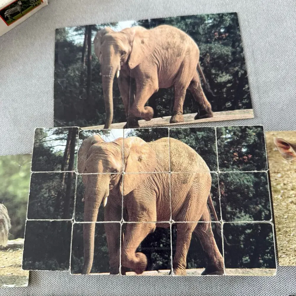 Vintage Larsen Bilder Würfel Wooden Picture Cubes Zoo Animals 15 Blocks Germany